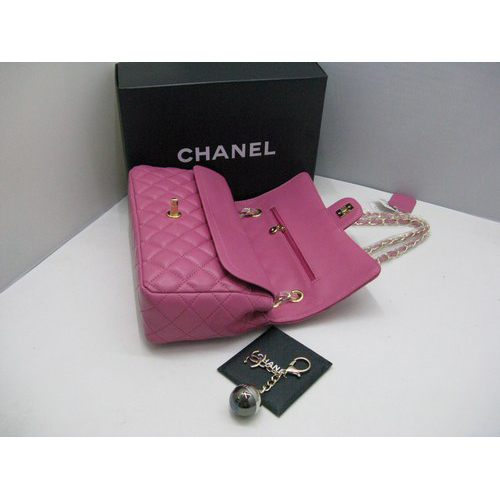 Chanel lambskin leather Plum Flap bag with Gold chain