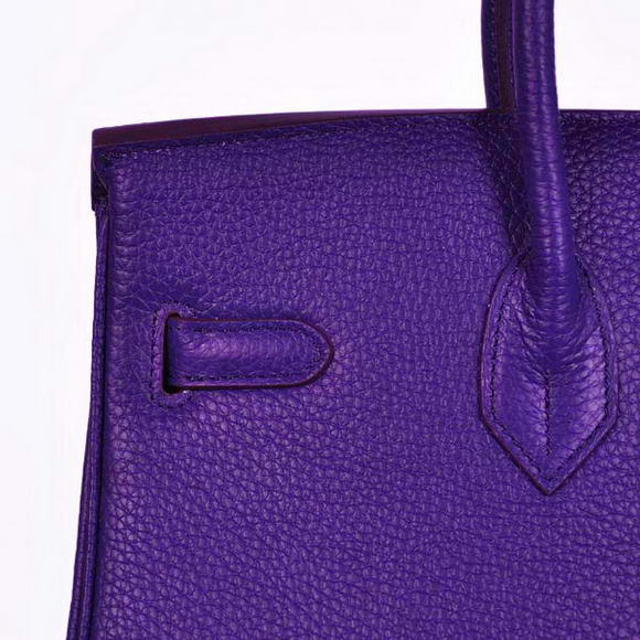 Hermes Birkin 35CM Tote Bags Granulate Calf Leather H35 Iris Purple Silver