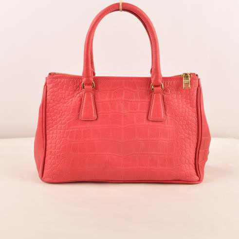 Prada Small Croco Leather Tote Bag Peach