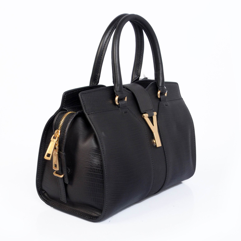 YSL Cabas Chyc lizard leather tote handbag 8220 black