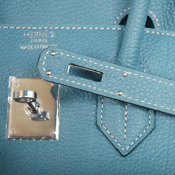 Hermes Birkin togo leather 30CM togo in Medium Blue with Silver hardware