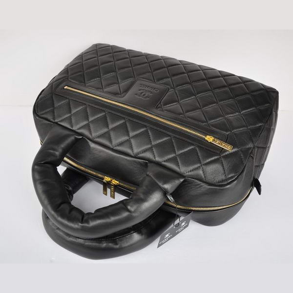 Chanel Coco Cocoon Quilted Lambskin Bowling Bag A36045 Black