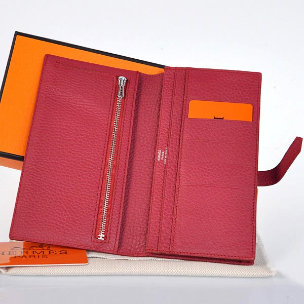 Hermes 2 flod original leather wallet in Purplish Red