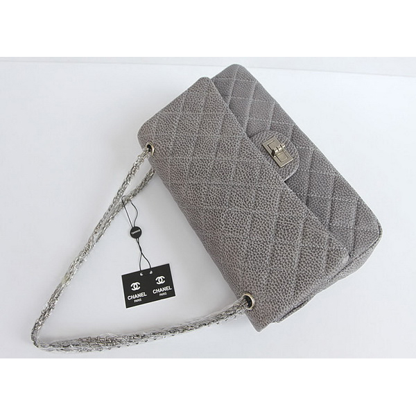 Chanel Flap Bag Quilted Ancient-Gray Leather with Silver Chain 48102