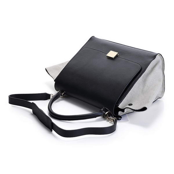 2012 Latest  Celine Trapeze Bags Original Leather with Fabric 3342 Black Offwhite