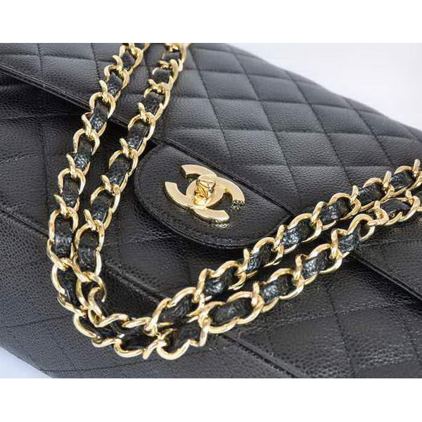 Chanel A47600 Black Original Caviar Leather Jumbo Flap Bag Gold