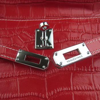 Hermes Kelly 22CM Red Crocodile Stripe