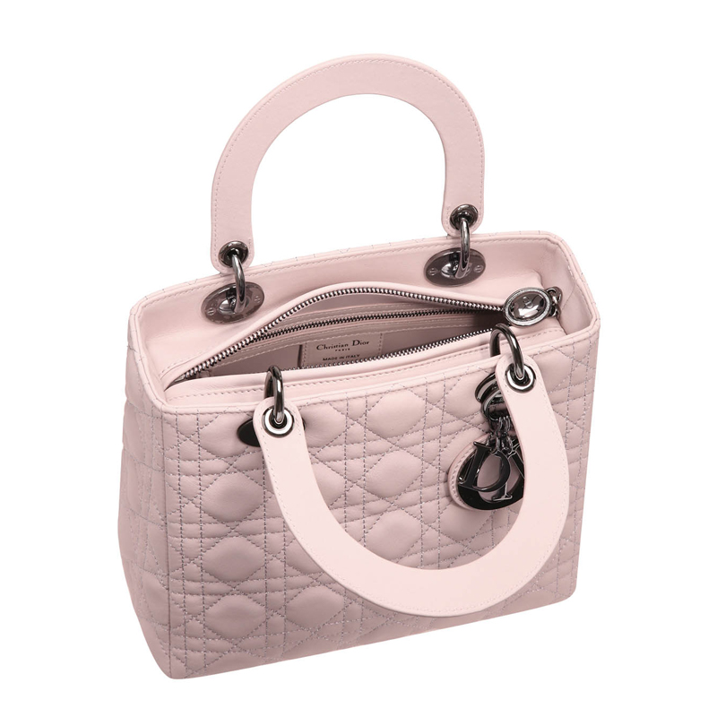 Matt foulard-coloured leather Lady Dior bag