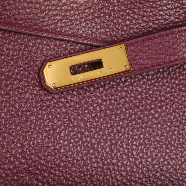 Hermes Kelly 32CM clemence leather in Purple with Gold hardware