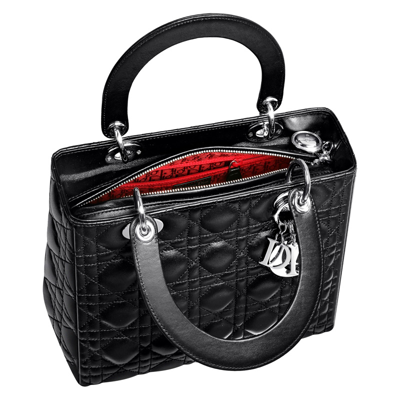 Lady Dior bag in black leather