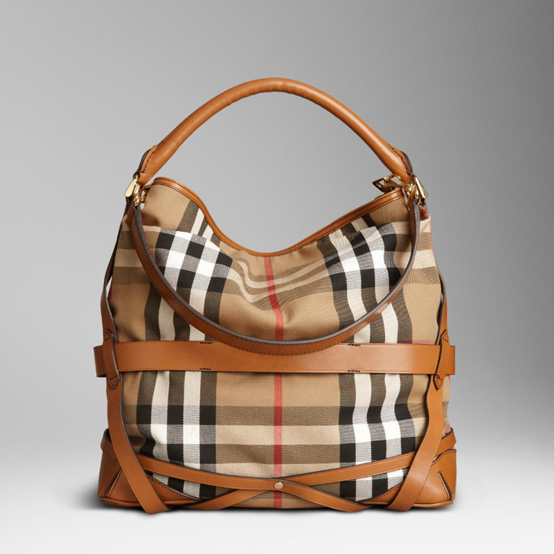 LARGE CHECK MULTIPLE BUCKLE HOBO