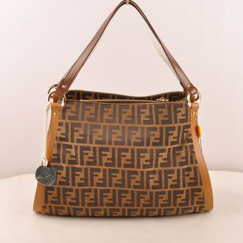 Fendi Classic FF Fabric Shoulder Bag F2507 Brown
