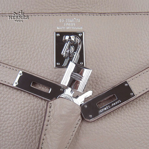 Hermes Kelly 35cm Togo Leather Bag Grey 6308 Silver Hardware