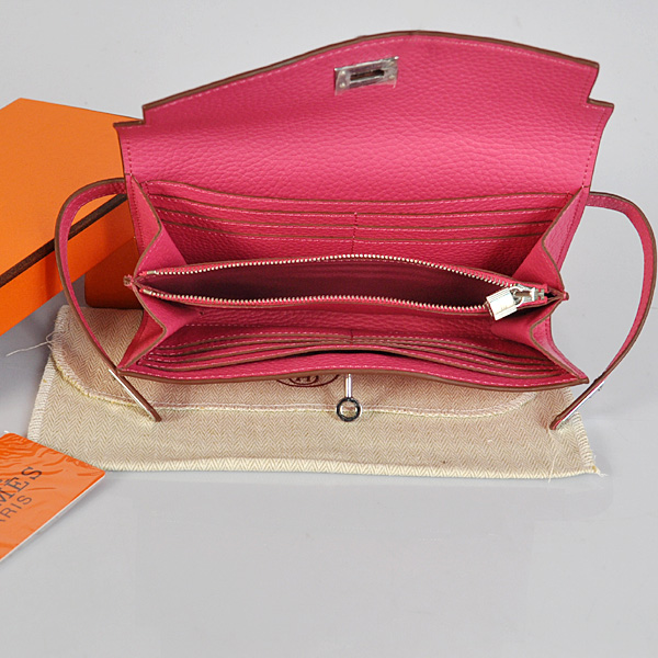 Hermes Kelly Wallet clemence leather in Peach