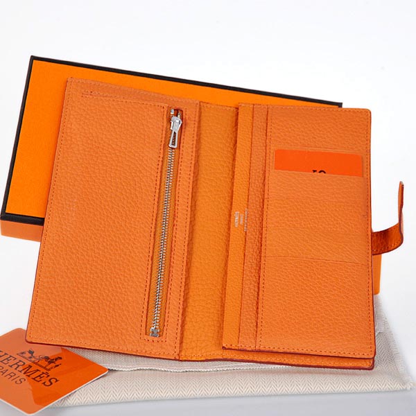 Hermes 2 flod original leather wallet in Orange