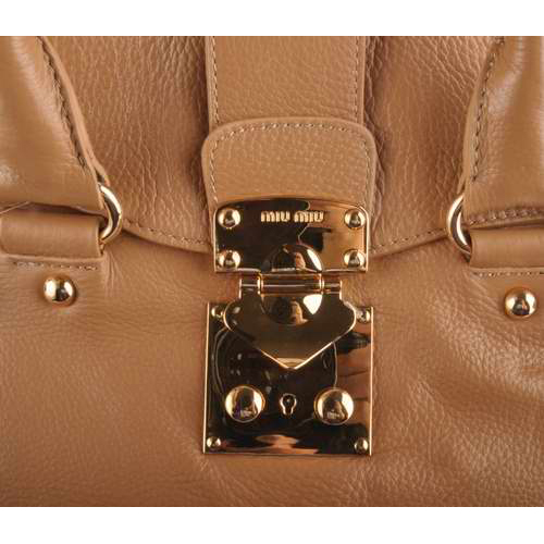 Miu Miu Calf Leather Tote Bags 90331 Apricot