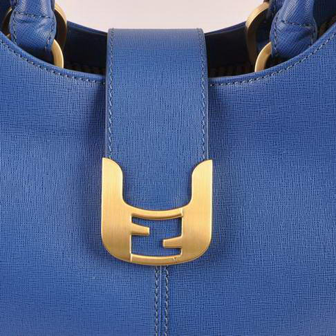 Fendi 2jours Saffiiano Leather Tote Bag 2546 Blue