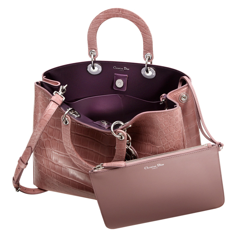 Matt dusky pink crocodile 'Diorissimo' bag