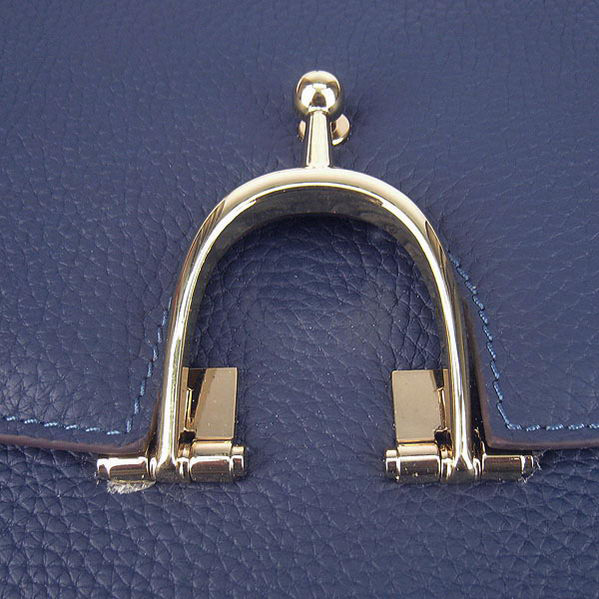 Hermes Stirrup Shoulder Bag Royalblue Calfskin Gold