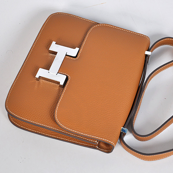 Hermes Constance Bag clemence leather in Camel with Silver hardware