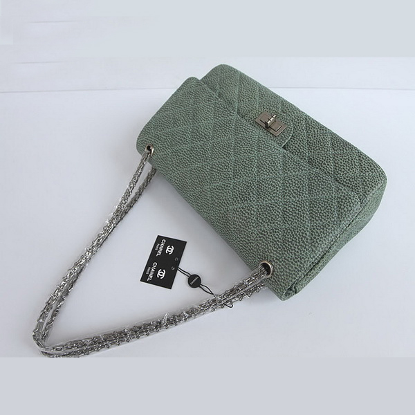 Chanel Flap Bag Quilted Ancient-Green Leather with Silver Chain 48102