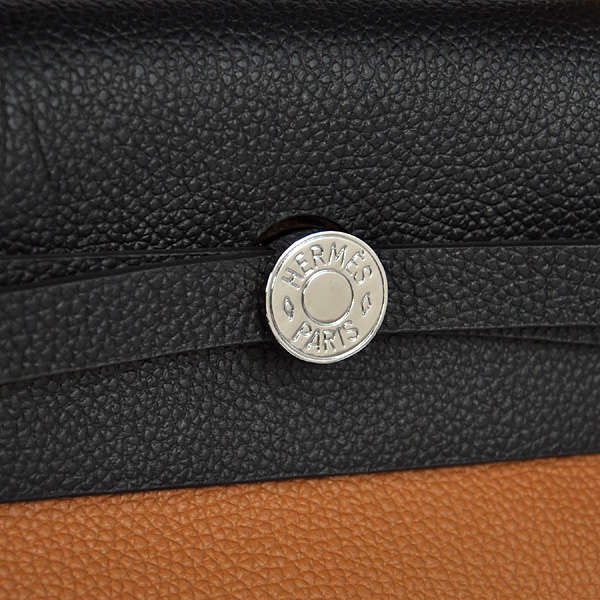 2012 New Hermes HerBag 31CM Togo leather Bag 9051 Black/Camel