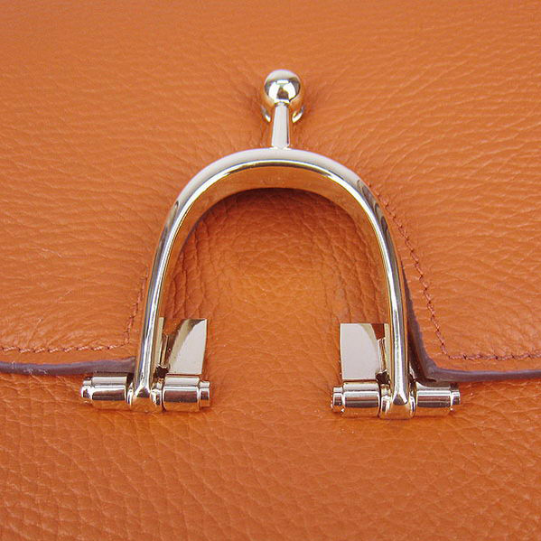 Hermes Stirrup Shoulder Bag Orange Calfskin Gold