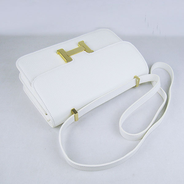 Hermes Constance Togo Leather Single Bag White Gold Hardware H020