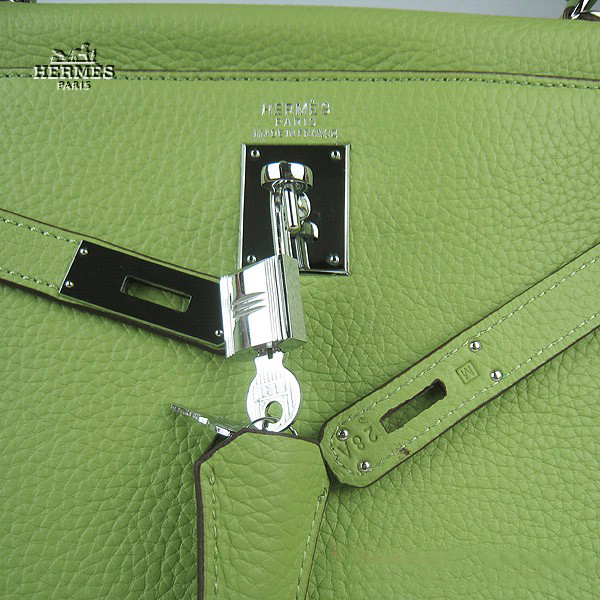 Hermes Kelly 35cm Togo Leather Bag Green 6308 Silver Hardware