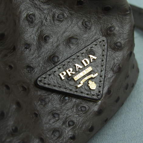 Prada Ostrich Leather Tote Bag BN1801 Grey