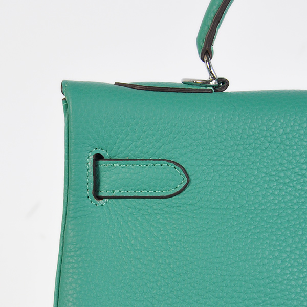 Hermes Kelly 32CM clemence leather in Lake Green with Silver hardware