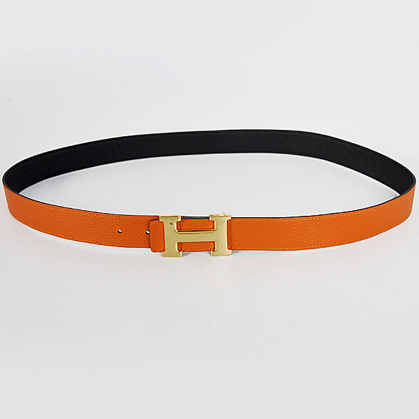 Hermes belt leather in black/Orange with H gold Buckle