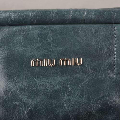 Miu Miu Tote Handbags Oil Wax Leather 8001 Dark Green