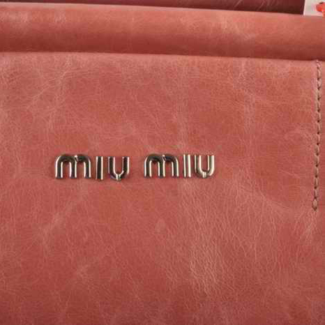 Miu Miu Tote Handbags Oil Wax Leather 8001 Pink