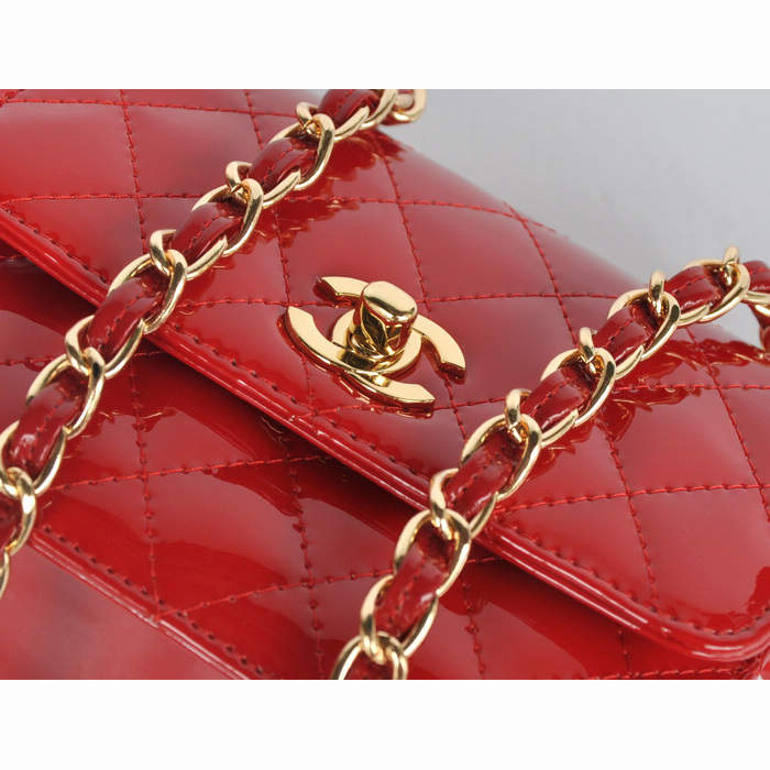 Chanel Classic Micro Flap Bag 1118 Red Patent leather Gold Hardware