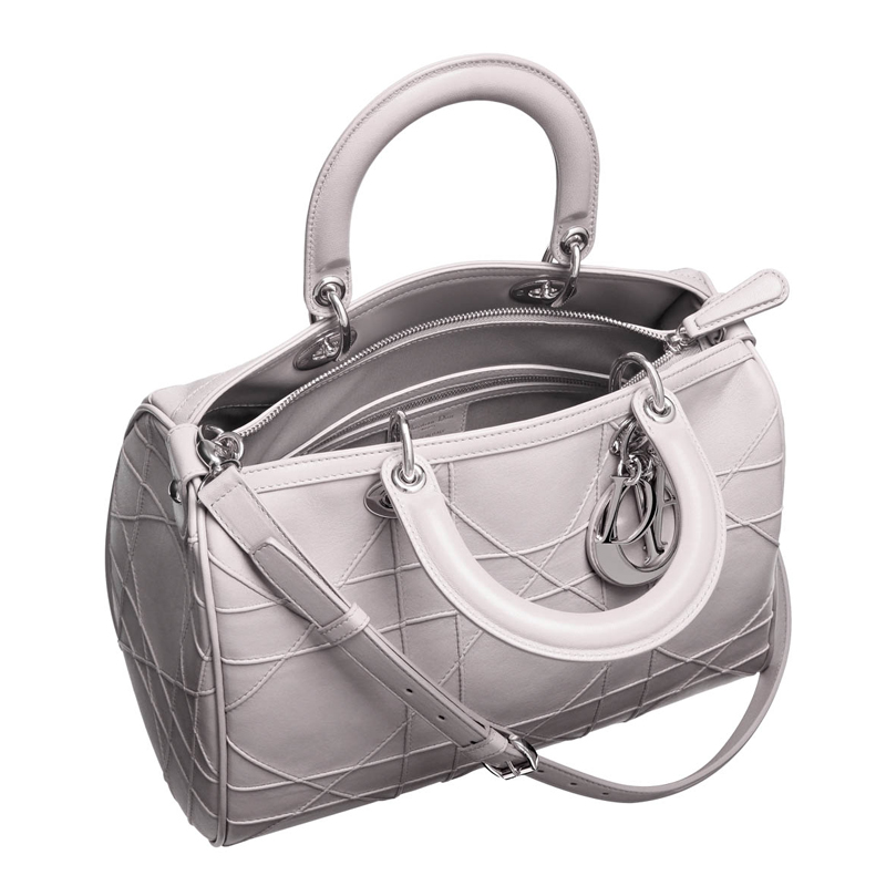 Mink-grey leather 'Dior Granville' polochon bag