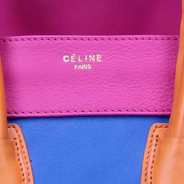 Celine Luggage Mini Boston Tote BagsCalskin Leather Blue&Rosy