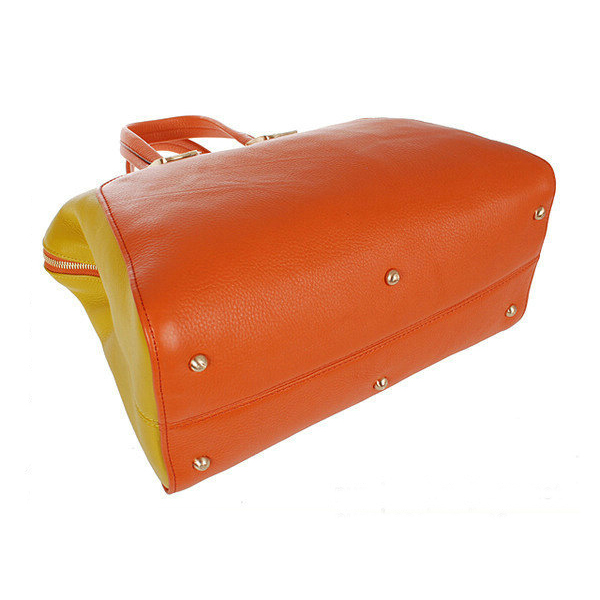 Fendi Large Chameleon Calfskin Top Zip Tote Bag F8812 Orange&Yellow&Blue