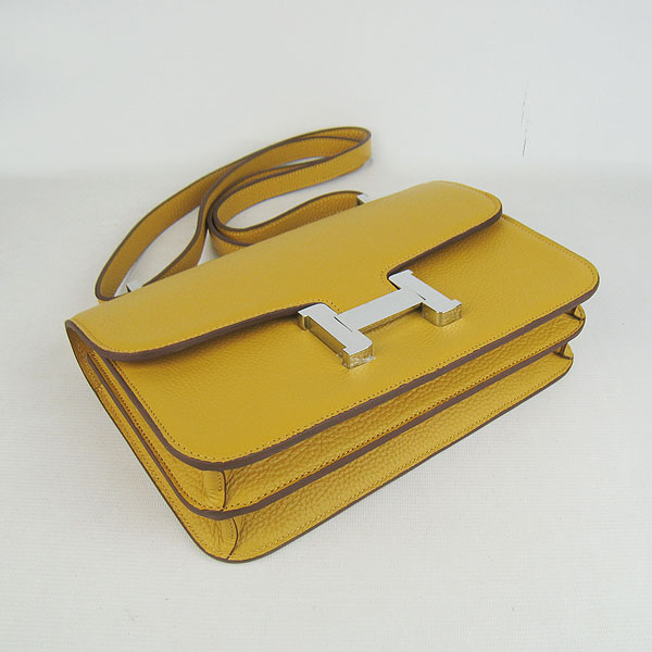 Hermes Constance Togo Leather Single Bag Yellow Silver Hardware H020