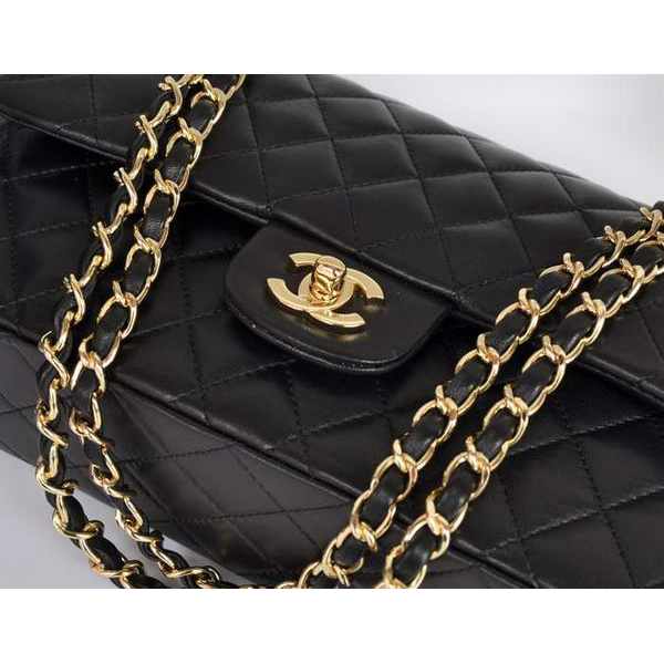 Chanel A1112 Flap Bag Original Leather Black Gold