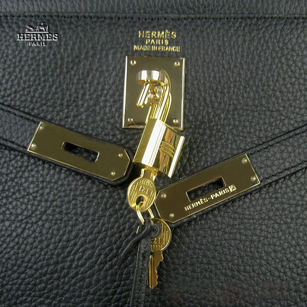 Hermes Kelly 35cm Togo Leather Bag Black 6308 Gold Hardware