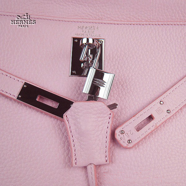 Hermes Kelly 35cm Togo Leather Bag Pink 6308 Silver Hardware