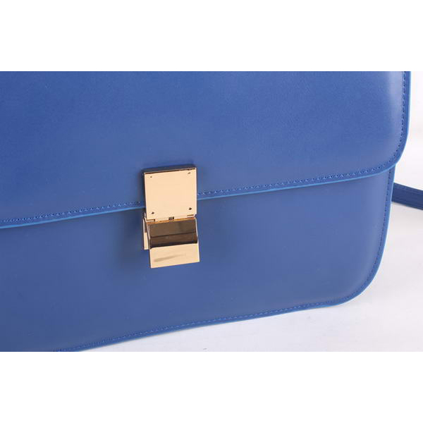 Top Quality Celine Classic Lambskin Large Box Bag Calf Leather 80088 Blue