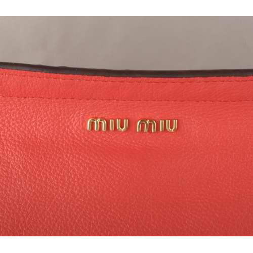 Miu Miu Flap Tote Bags Watermelon Red with Wheat Ostrich Veins 90320