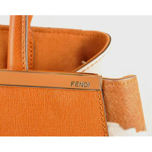 Fendi 2Jours Saffiiano Leather Horsehair Tote Bag F2552L Tan&Black