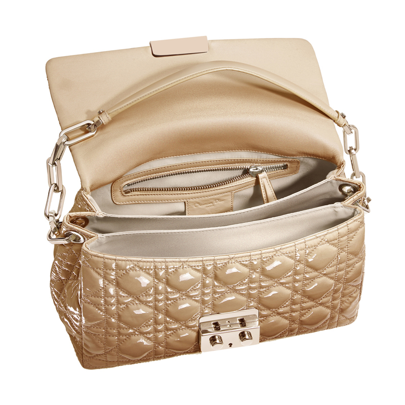 Beige patent leather Dior New Lock bag