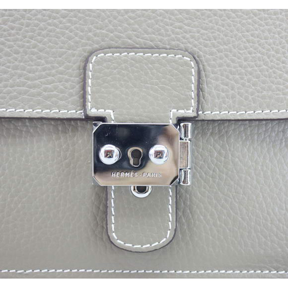 Hermes Jet Pochette Clutch Bag Clemence Leather Grey