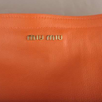 Miu Miu Flap Tote Bags Wheat with Orange Ostrich Veins 90320