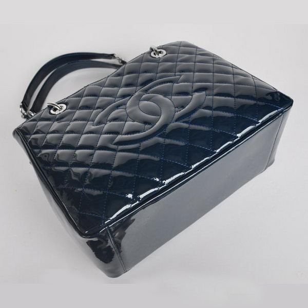 Chanel A50995 RoyalBlue Patent Leather Shoulder Bag Silver