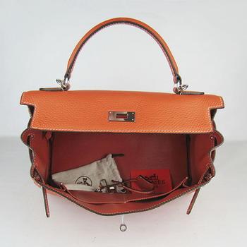 Hermes Kelly Handbags 32CM Orange(silver)